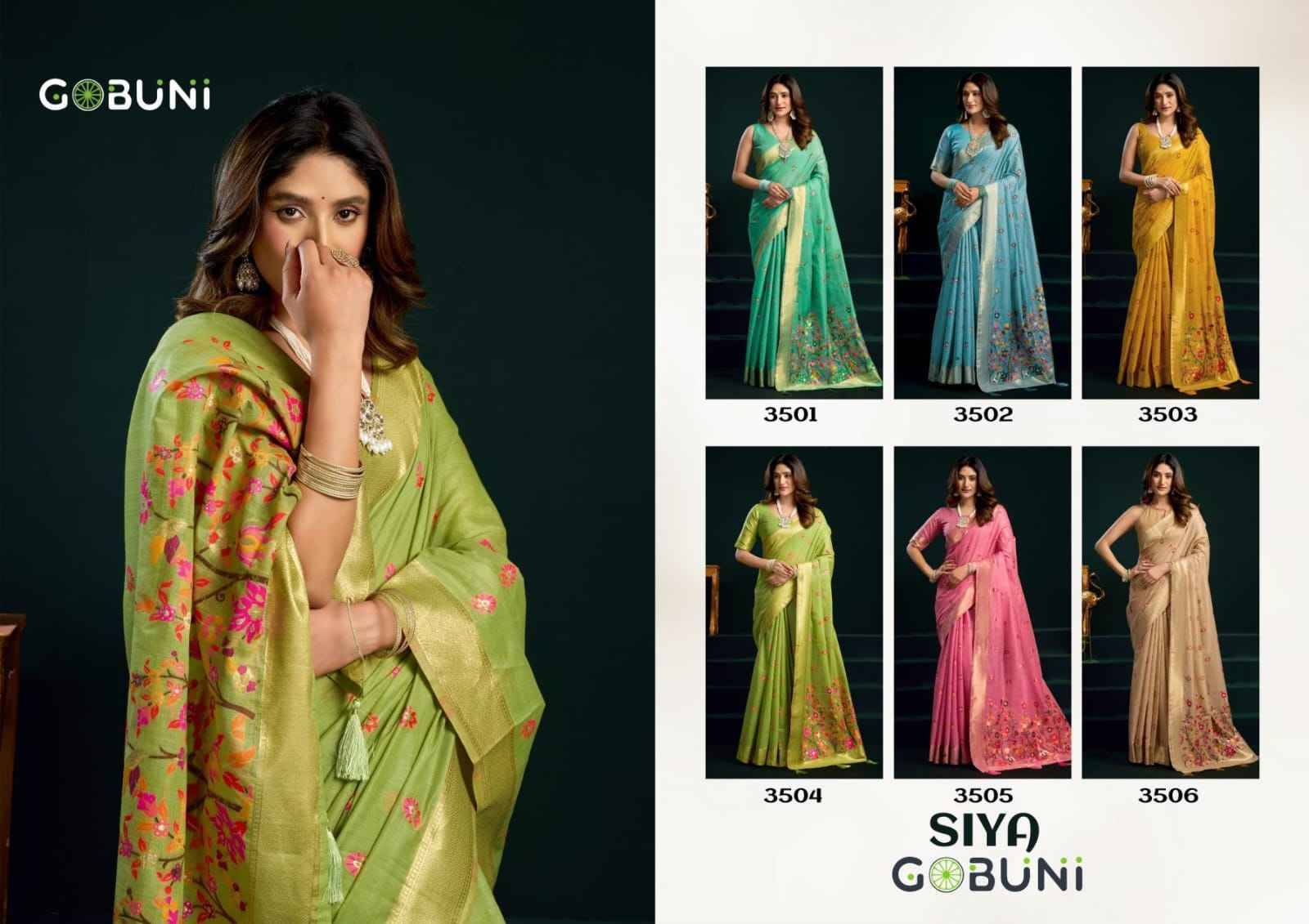 Siya By Gobuni 3501 to 3506 Series Indian Traditional Wear Collection Beautiful Stylish Fancy Colorful Party Wear & Occasional Wear Munga Cotton Sarees At Wholesale Price